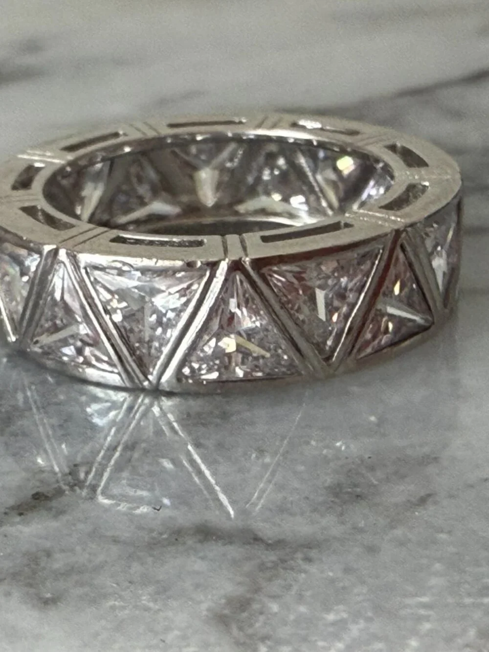 Radiance by Absolute 925 Art Deco Trilliant-Cut Bezel Set Eternity Ring - 6
